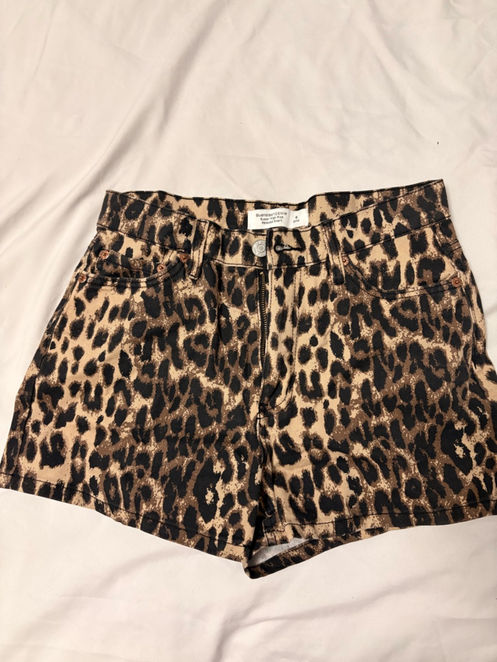 Leopard Print Denim Skirt